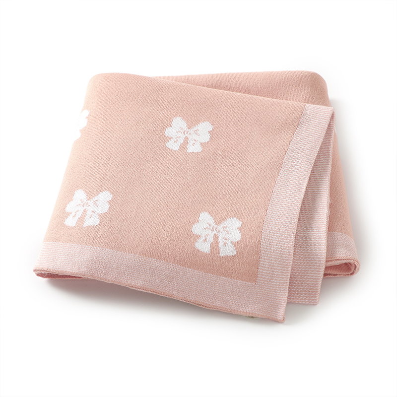 Baby Nursery Boy - Bawełniany kocyk dziecięcy Knit Cute Bow
