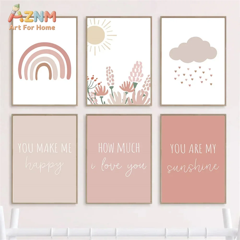 AZNM Boho Różowa Tęcza Słonecz – Baby Girl Nursery Quotes recenzja i cena