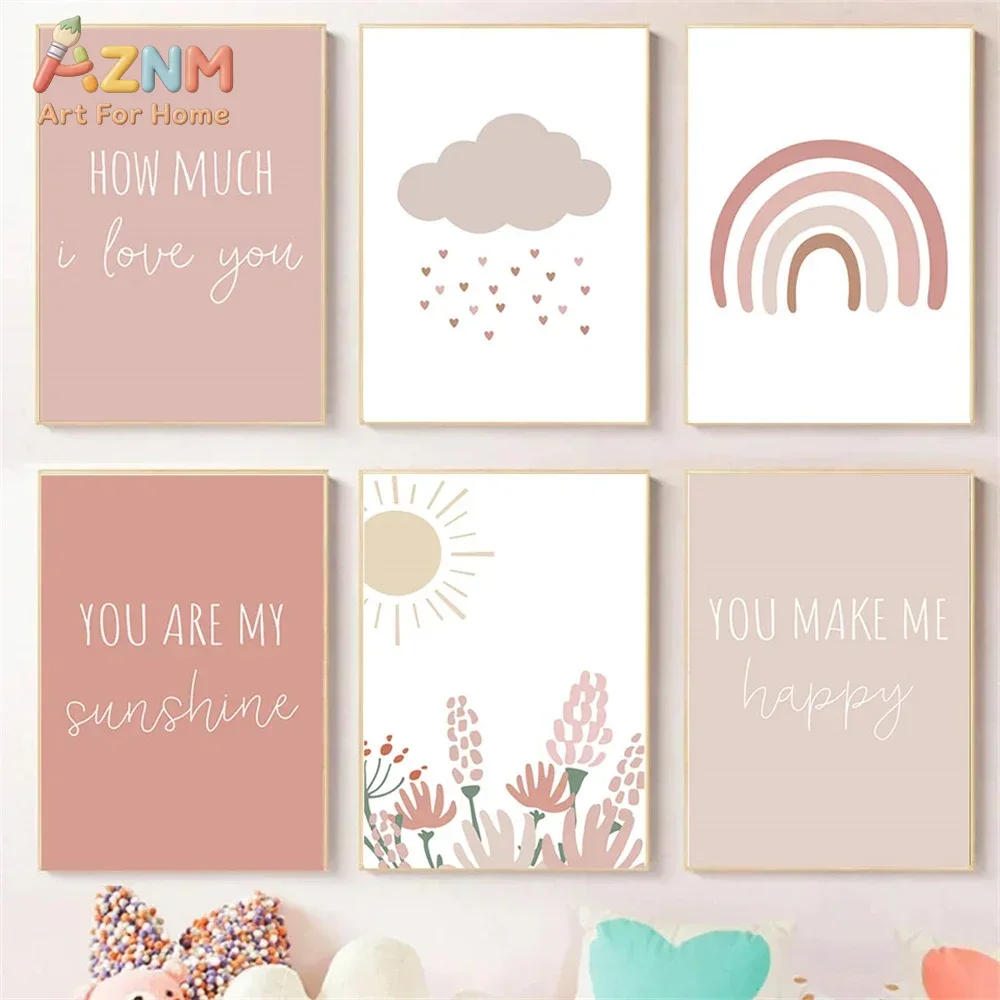 AZNM Boho Różowa Tęcza Słonecz – Baby Girl Nursery Quotes recenzja i cena