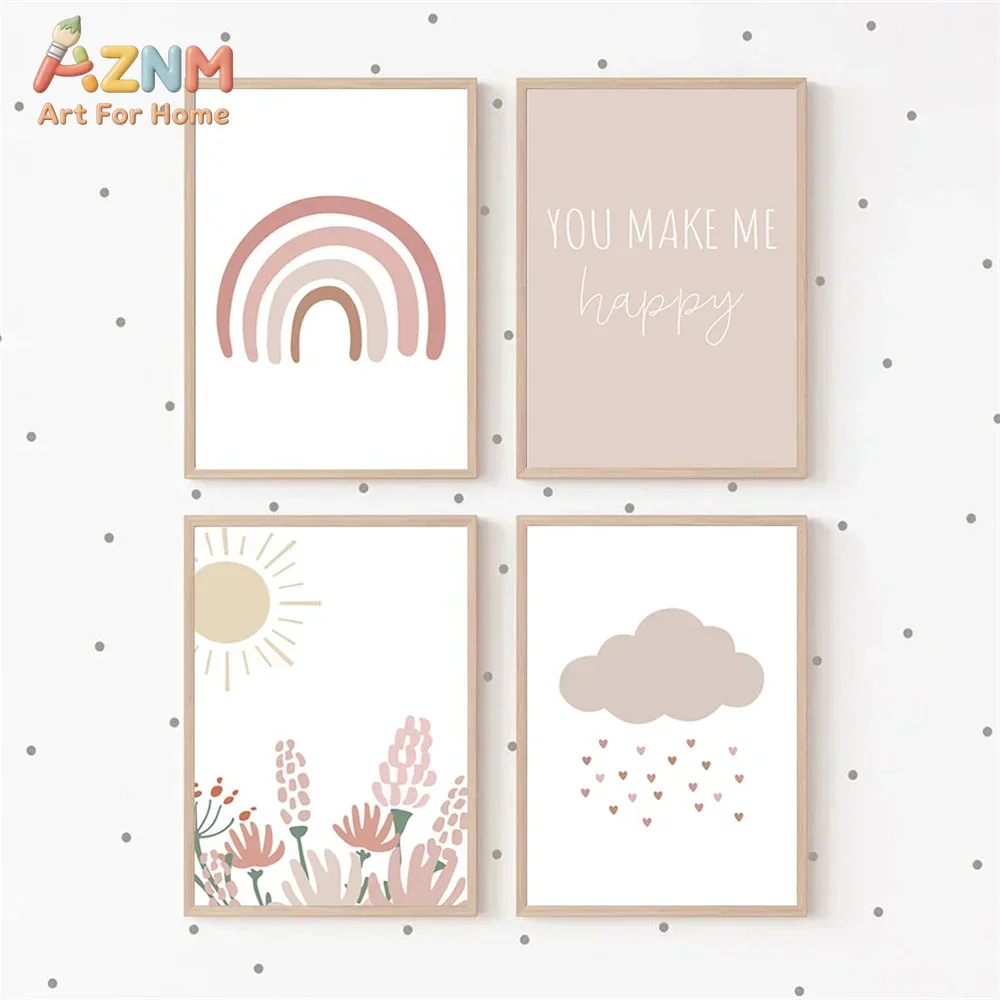 AZNM Boho Różowa Tęcza Słonecz – Baby Girl Nursery Quotes recenzja i cena