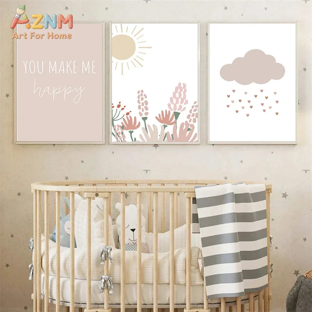AZNM Boho Różowa Tęcza Słonecz – Baby Girl Nursery Quotes recenzja i cena